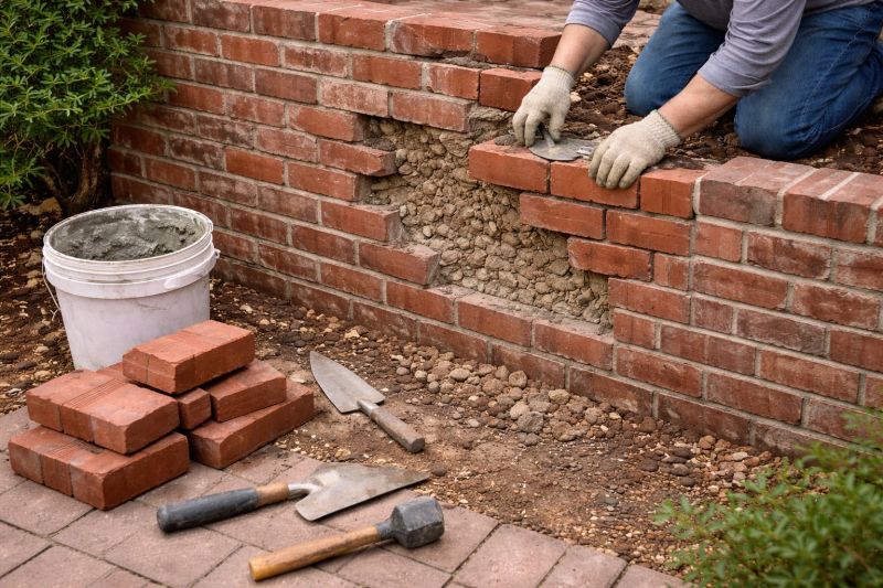 Brick Retaining Wall Repair in Canton, GA