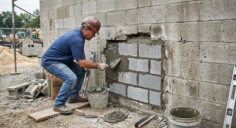 Cinder Block Wall Repair in Alpharetta, GA