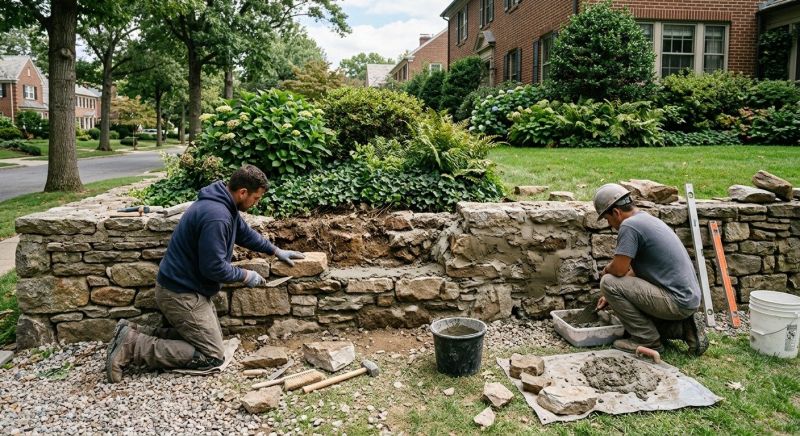 Stone Wall Repair in Roswell, GA